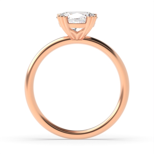 4 Prong Oval Rose Gold Tri claws vertical Engagement Rings