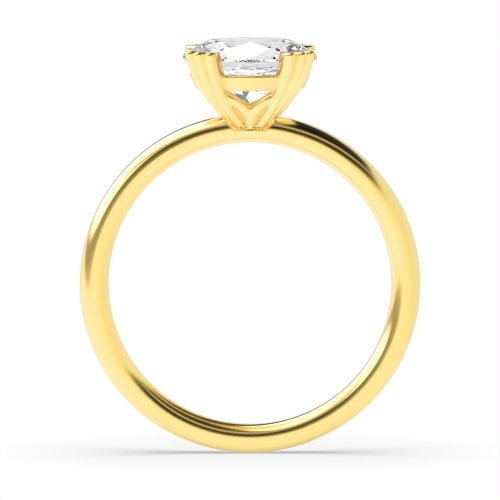 4 Prong Oval Yellow Gold Tri claws vertical Engagement Rings