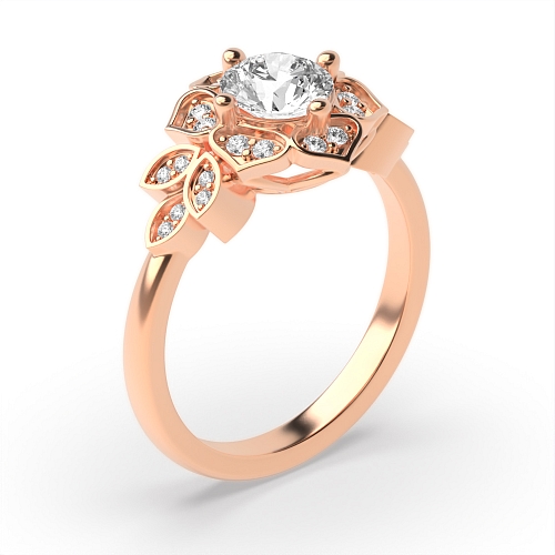 Round Rose Gold Modern Unusual Engagement Rings