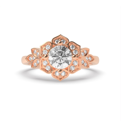 Round Rose Gold Modern Unusual Engagement Rings