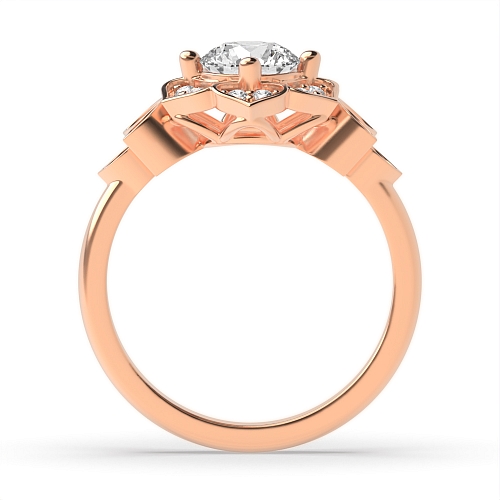 Round Rose Gold Modern Unusual Engagement Rings