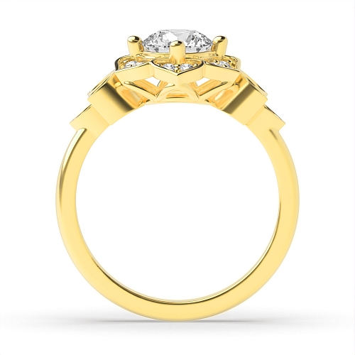 Round Yellow Gold Modern Unique Engagement Rings