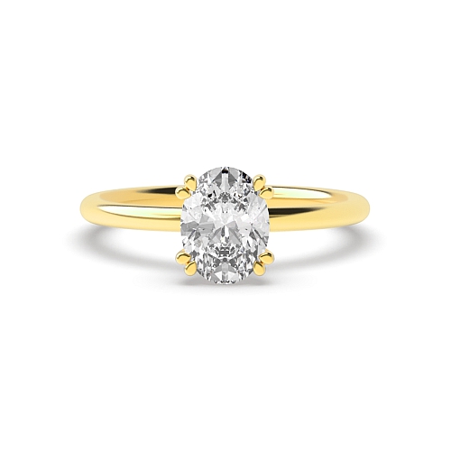 4 Prong Oval Yellow Gold Solitaire Engagement Ring