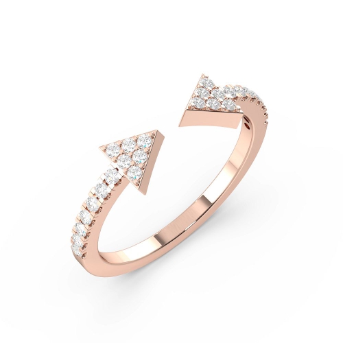 Pave Setting Round Rose Gold Open Unusual Wedding Diamond Rings