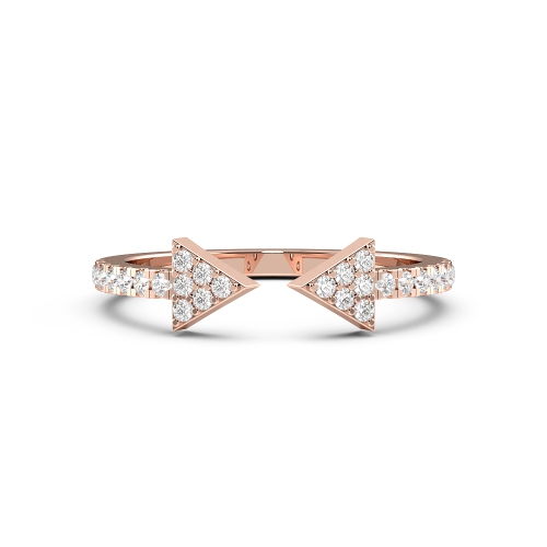 Pave Setting Round Rose Gold Open Unusual Wedding Diamond Rings