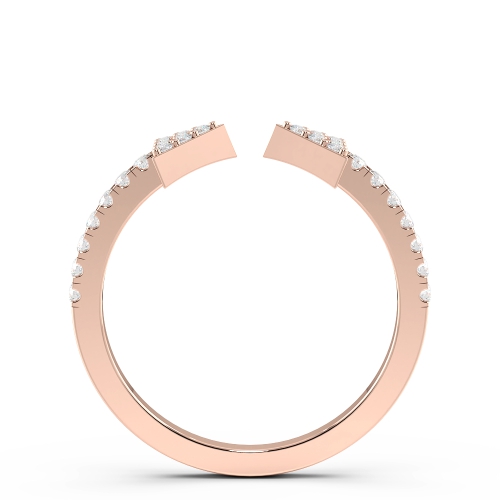 Pave Setting Round Rose Gold Open Unusual Wedding Diamond Rings