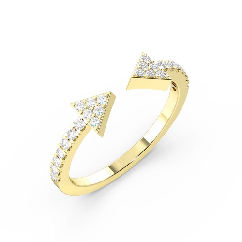 Pave Setting Round Yellow Gold Open Diamond Rings