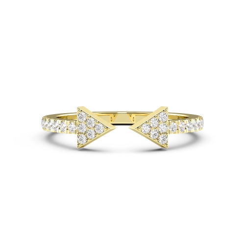 Pave Setting Round Yellow Gold Open Diamond Rings