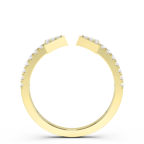 Pave Setting Round Yellow Gold Open Diamond Rings