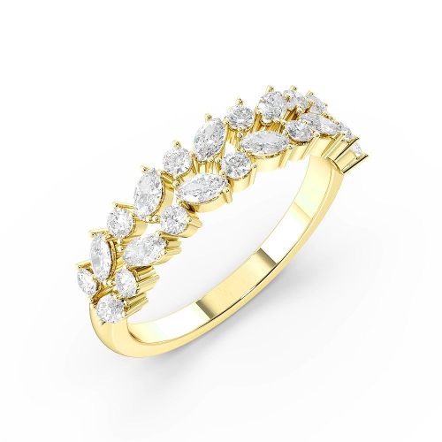       Marquise and Round 2 Rows Designer Half Eternity Diamond Rings