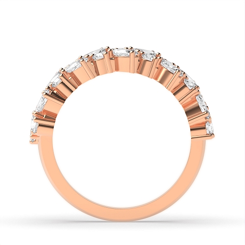4 Prong Marquise/Round Rose Gold 2 rows Eternity Diamond Rings