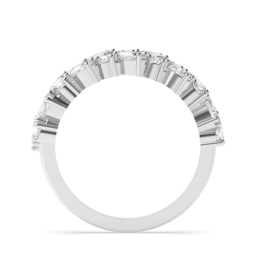 4 Prong Marquise/Round 2 Rows Half Eternity Diamond Ring