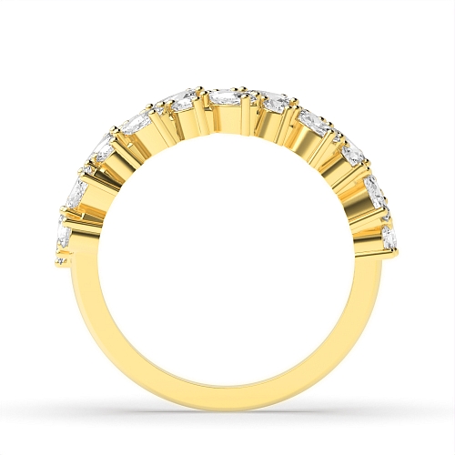 4 Prong Marquise/Round Yellow Gold 2 rows Diamond Rings