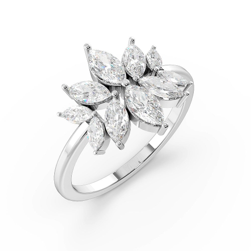 Marquise Shape Modern Designer Cluster Lab Grown Diamond Rings (14Mm)