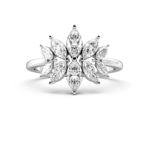Marquise Shape Modern Designer Cluster Diamond Rings (14mm)