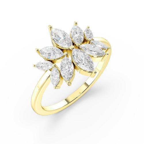 Marquise Shape Modern Designer Cluster Diamond Rings (14Mm)