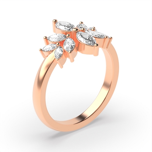 4 Prong Marquise Rose Gold Unique Diamond Rings