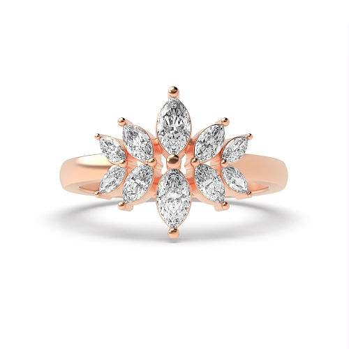 4 Prong Marquise Rose Gold Unique Diamond Rings