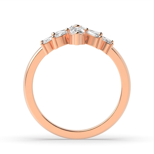 4 Prong Marquise Rose Gold Unique Diamond Rings