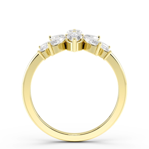 4 Prong Marquise Yellow Gold Unique Cluster Diamond Rings