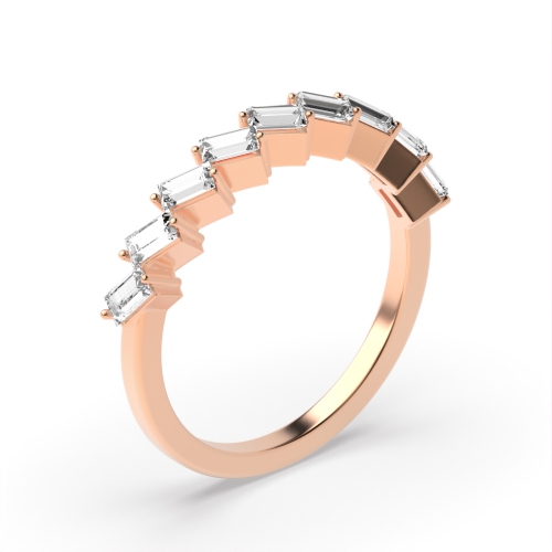 Baguette Shape Steps Half Eternity Diamond Rings (3.4Mm)