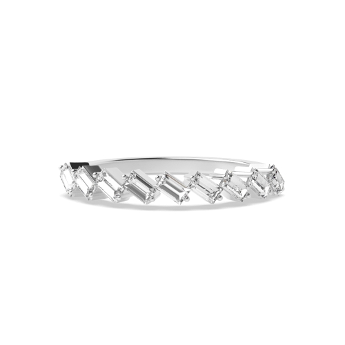 4 Prong Baguette Steps Half Eternity Diamond Ring