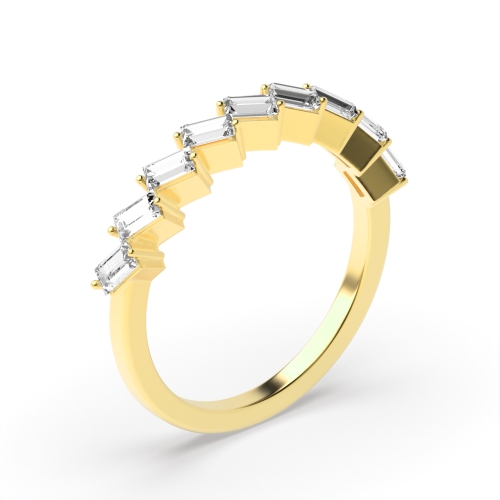 4 Prong Baguette Yellow Gold Steps Eternity Diamond Rings