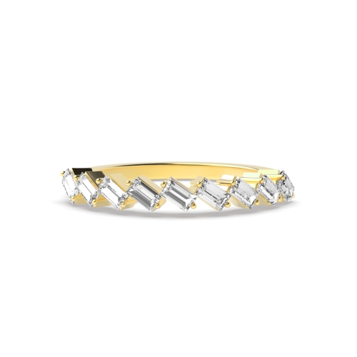 4 Prong Baguette Yellow Gold Steps Eternity Diamond Rings