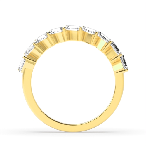 4 Prong Baguette Yellow Gold Steps Eternity Diamond Rings