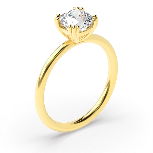4 Prong Cushion Yellow Gold Tri claws delicate Engagement Rings