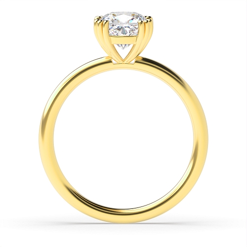 4 Prong Cushion Yellow Gold Tri claws delicate Engagement Rings