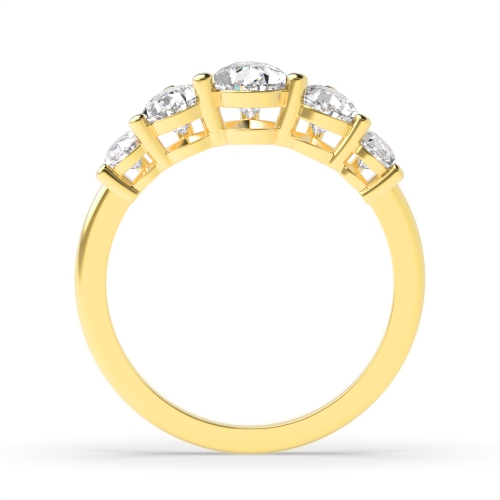 Prong Pear Yellow Gold Five Stone Diamond Ring