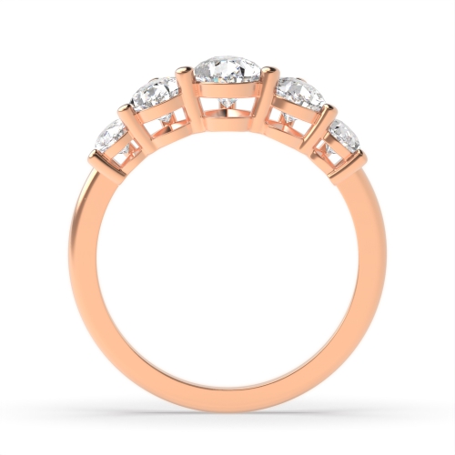 Prong Pear Rose Gold Graduating five Diamond Rings