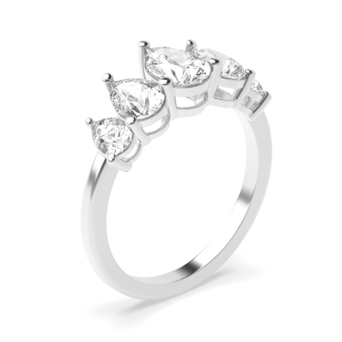 Prong Pear Graduating Five Stone Diamond Ring