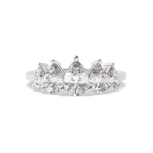 Prong Pear Graduating Five Stone Wedding Band