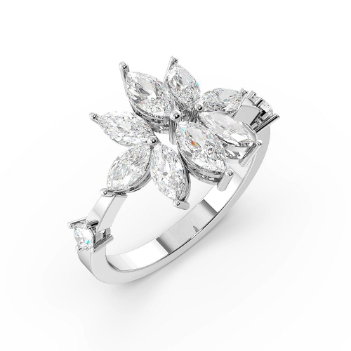 Marquise Shape Cluster Diamond Rings for Women (14mm)