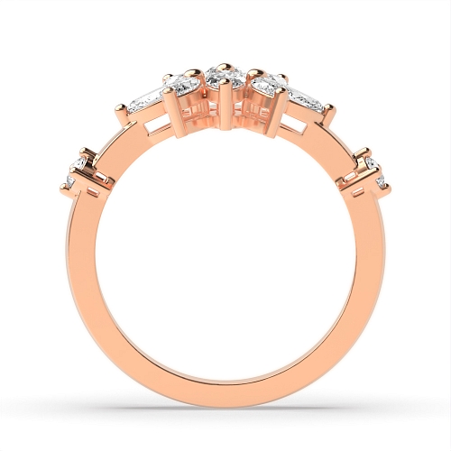Marquise Rose Gold Cluster with accented round Diamond Rings