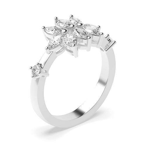 Marquise Cluster with accented round Diamond Rings