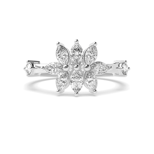 Marquise Cluster with accented round Diamond Rings