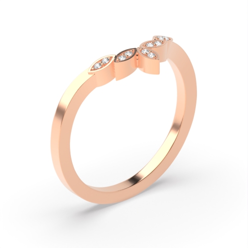 Pave Setting Round Rose Gold Wishbone marquise shaped Eternity Diamond Rings