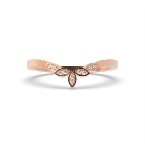 Pave Setting Round Rose Gold Wishbone marquise shaped Eternity Diamond Rings
