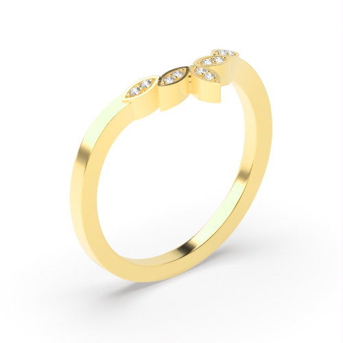 Pave Setting Round Yellow Gold Wishbone marquise shaped Eternity Diamond Rings