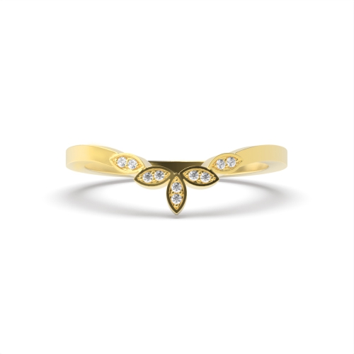 Pave Setting Round Yellow Gold Wishbone marquise shaped Eternity Diamond Rings