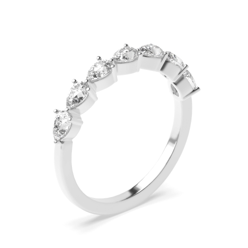 4 Prong Pear Silver Half Eternity Diamond Rings