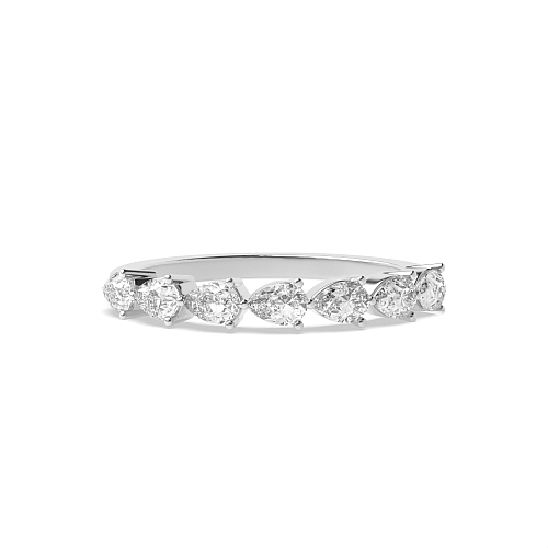 Prong Pear 7 stone Half Eternity Wedding Band