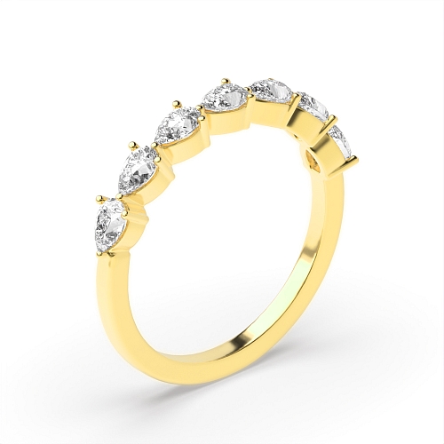 Prong Pear Yellow Gold 7 stone Diamond Rings