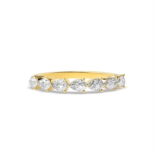 Prong Pear Yellow Gold 7 stone Diamond Rings
