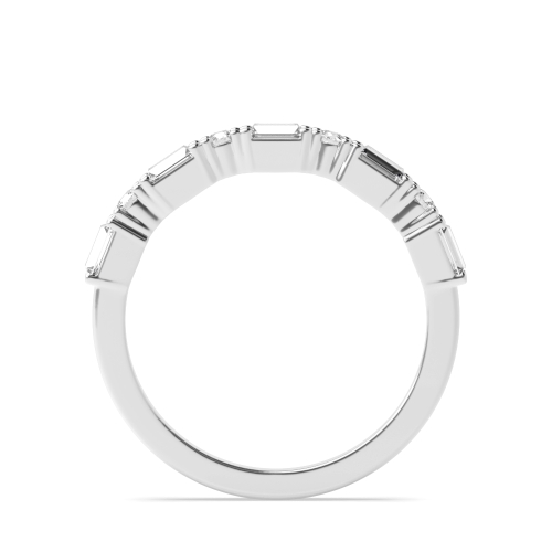 4 Prong Round/Baguette Alternate Half Eternity Diamond Ring