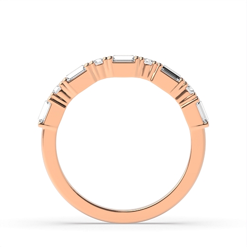 4 Prong Round/Baguette Rose Gold Alternate Eternity Diamond Rings