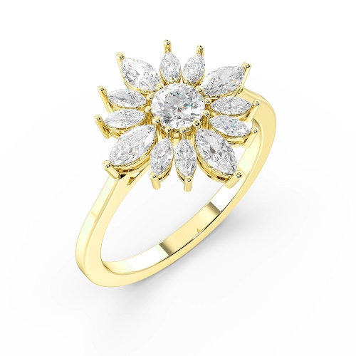 Marquise And Round Flower Cluster Designer Diamond Rings (15Mm)